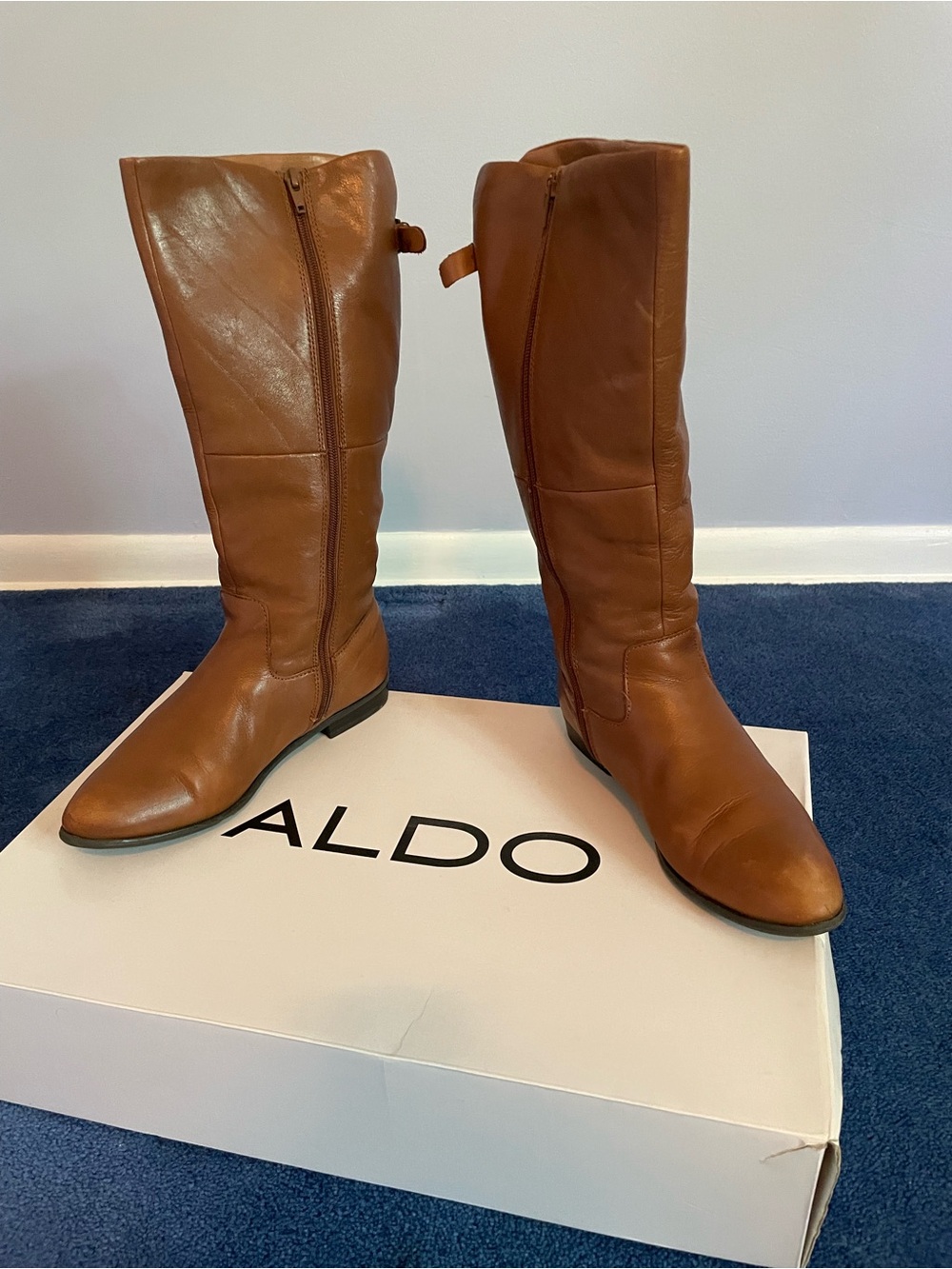 ALDO Leather  Boots in Cognac Brown